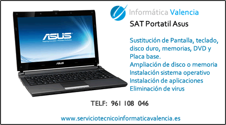 servicio tecnico portatil Asus Beniparrell