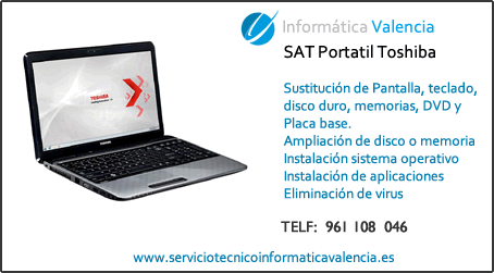 servicio tecnico portatil Toshiba Llutxent