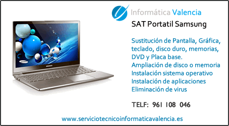servicio tecnico portatil Samsung Valencia