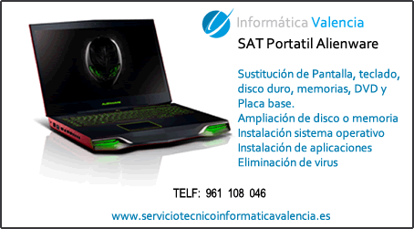 servicio tecnico portatil Alienware Ademuz