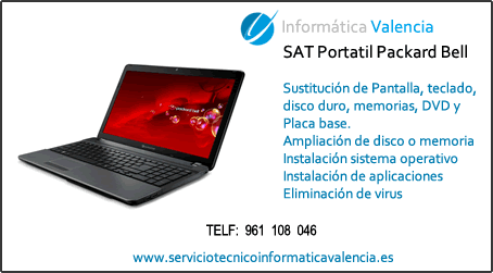 servicio tecnico portatil Packard Bell Titaguas